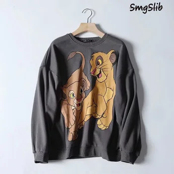 

women's sweatshirt loose harajuku cartoon casual print fashion o neck long sleeve oversize lovely pullover sweatshir 2019