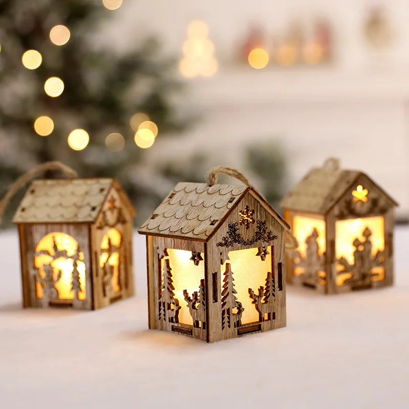 Navidad, Рождественская светящаяся кабина, сделай сам, инновационный Рождественский Снежный домик, светильник, деревянный домик, лампа, гирлянда, украшения