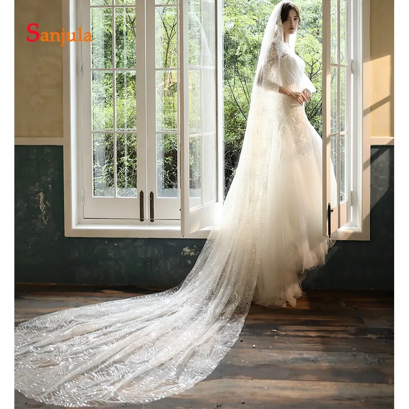 Sequins Polaris Shape Unique Wedding Veils High Quality Bling Bling Wedding Party Headwear Veils Long V141