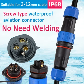 

IP68 SP20 Screw wire cable waterproof connector 2/3/4 Pin Terminal Adapter Circular Aviation Socket Plug Wire aviator cable
