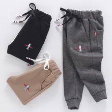 Новая продукция, детская одежда, осень, корейский стиль, Детские повседневные брюки, модные, стильные, для мальчиков, с вышивкой самолета