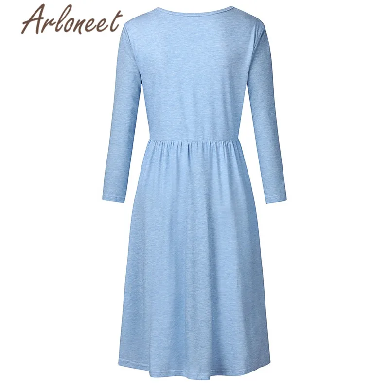 ARLONEET Pregnant Clothes Women Maternity Dresses Long Sleeve Dress Cotton Button Knee Length Dresses Winter Ladies Vestidos