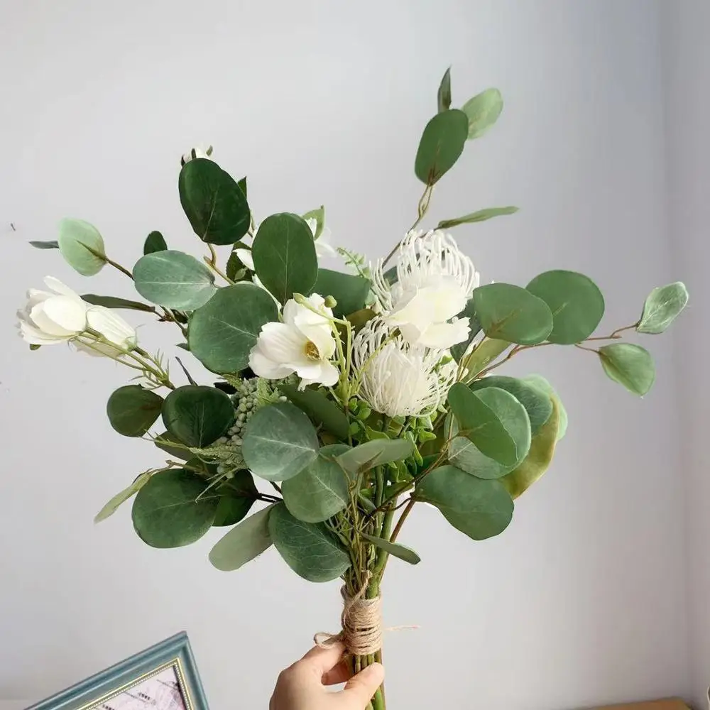 

5PCS/LOT Wedding Bouquet Emperor Flower White Artificial Silk Flower European Style Fresh Table Decoration