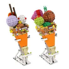 

MOC Portable Chocolate Strawberry Ice Cream Building Blocks Kit Snow Cake Bricks Idea Assemble Toys For Children Birthday Gifts