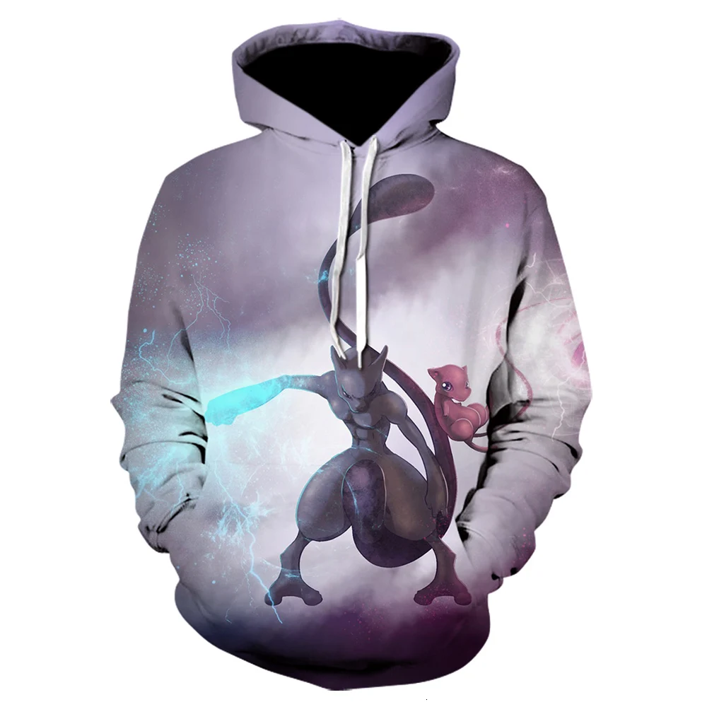 Koop Nieuwe 3D Afdrukken Hoodie In Winter Haajuku Mode Jas Cartoon Pokemon Hoodies Anime Pikachu Leisure Sweatshirt Zwarte Jas