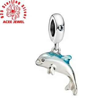 

2020 Summer Trendy Shimmering Dolphin Dangle Charms Beads fit Original Bracelets Women DIY Jewelry