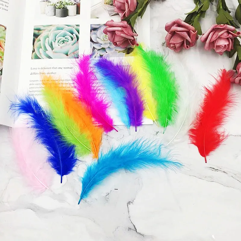 Description Picture 5 of itemNatural Feathers 10-15cm 4-6 Inches Turkey Plume Feather DIY Jewelry Craft Making Accesories for Wedding Party Decoration