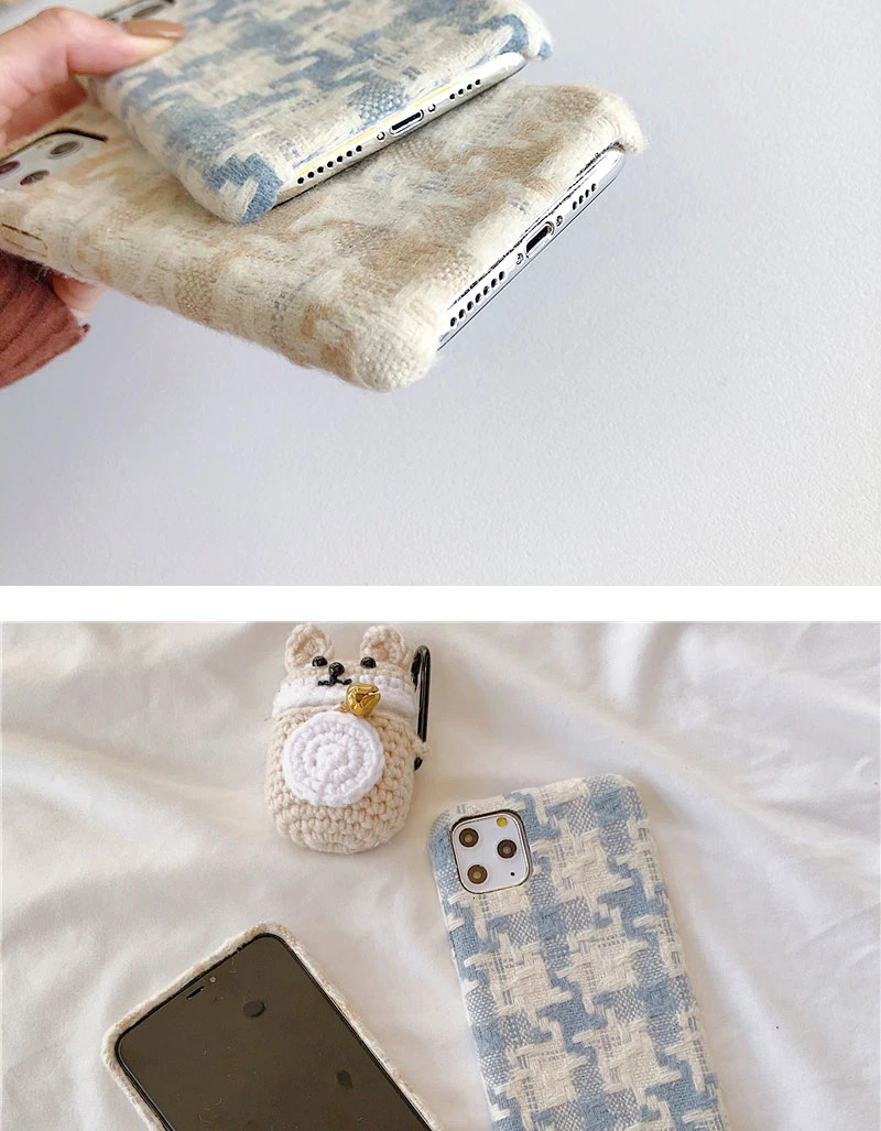 For iPhone 11 Pro XS MAX XR X Case Retro Plush lattice winter Simple Phone case Silicone cover For coque iPhone 6S 7 Plus 8 case