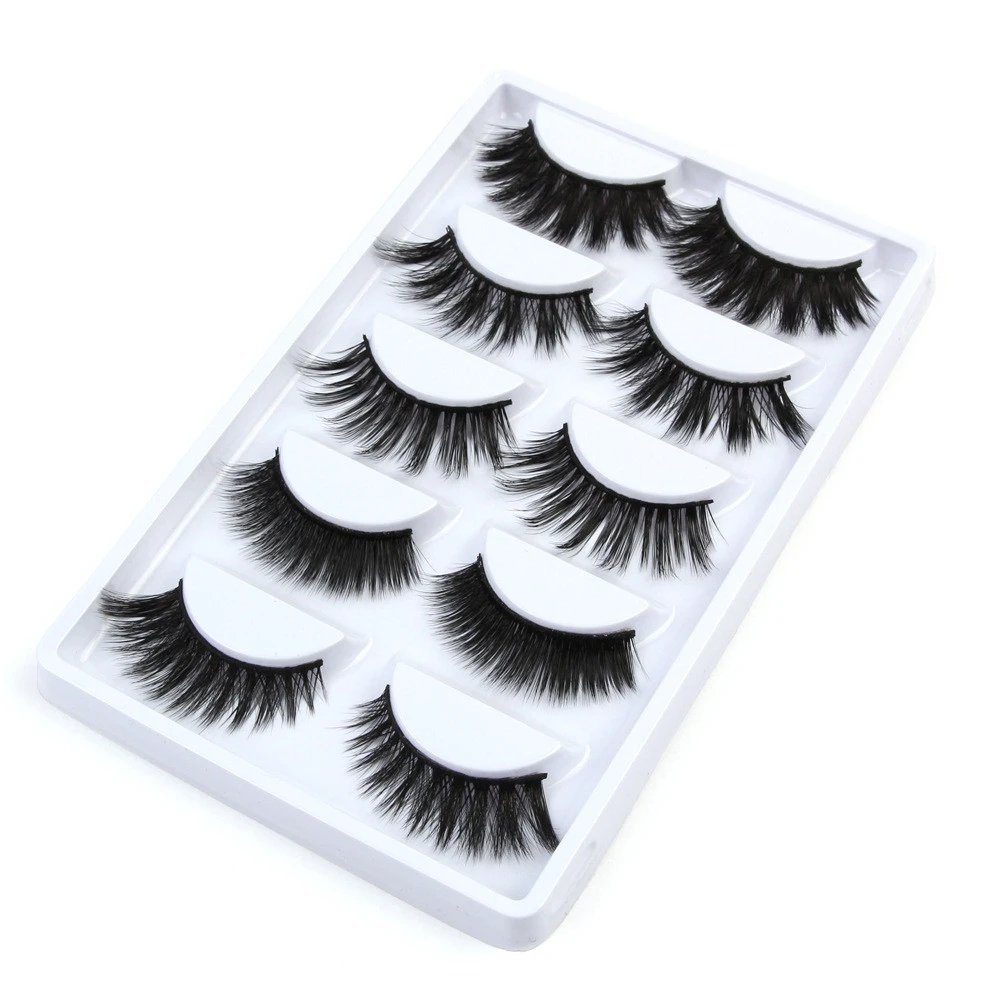 5 Pairs Handmade Real Mink 3D Full volume False Eyelashes Thick Long Lashes Set eyelash extension private label cosmetics (3)