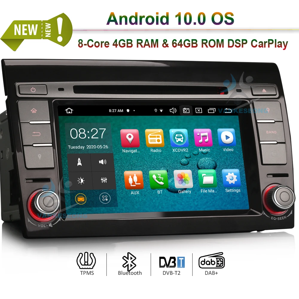 7&quot Android 10.0 Autoradio Car DVD CarPlay &amp Auto GPS TPMS DAB+ Radio OBD DSP DVR Canbus for FIAT BRAVO 2007 | Автомобили и