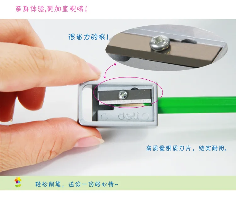 Deli Metal Durable Pencil Sharpener 0596/0595 Zinc Alloy Pencil Shapper Pencil Sharpener