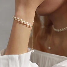 Tocona богемные элегантные золотые браслеты для женщин, очаровательные жемчужные золотые металлические длинные цепочки, вечерние ювелирные изделия в богемном стиле, аксессуары 8679