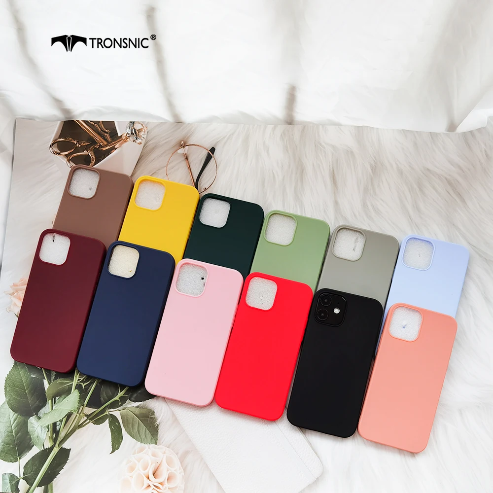 Однотонный красный цветной чехол для телефона iPhone 12 Pro Max Mini матовый черный