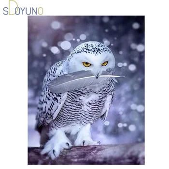 

SDOYUNO diy frame oil painting by numbers animals on canvas owl pictures by numbers acrylic paint set for home wall art decor