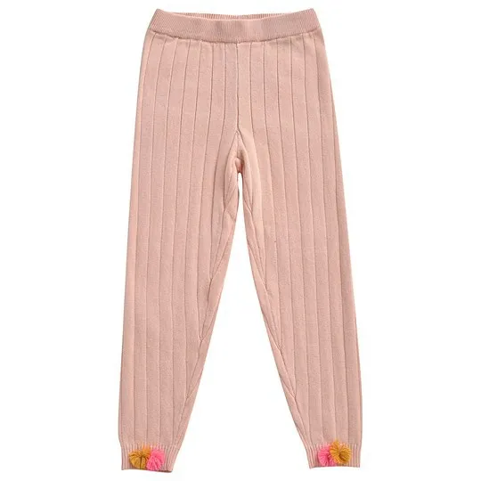 Ins/вязаные леггинсы в рубчик г. Новые осенние и зимние шерстяные штаны для маленьких девочек - Цвет: Pink