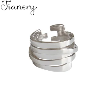 

JIANERY Vintage Big 925 Sterling Silver irregular Geometric Multi-layer Rings For Women Bohemian Finger Ring Female Jewelry NEW