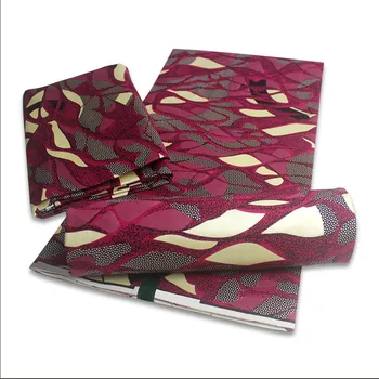 

New Arrival Gold Wax Line Layer Surface African Fabric Wax High Quality 6yards Real Wax Print Fabric for Women Dress