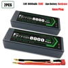 GTFDR 2PCS 2S Lipo Battery 7.4V 7.6V HV 8400mAh 7000mAh 6200mA 5200mAh 140C/280C 100C/200C 60C/120C 4mm for 1/8 1/10 Road RC Car 2