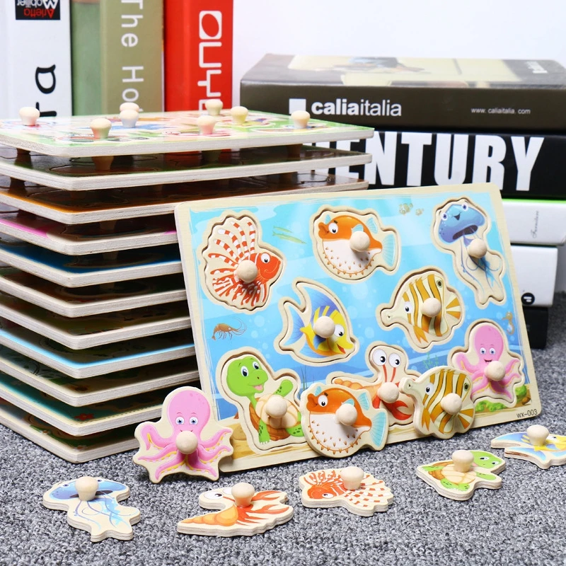 Детские игрушки ручной захват Пазлы montessori, обучающая игрушка для детей деревянные головоломки для детей Обучающие игрушки деревянные пазлы в подарок