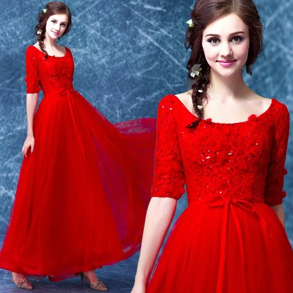 Платье с цветами и блестками; вечернее платье; коллекция года; vestido longo; красное кружевное платье с коротким рукавом для выпускного вечера; вечерние платья для мамы невесты