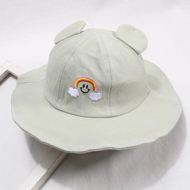 light green Модная детская шляпа для защиты от солнца, хлопковые шляпы, весна-лето, для маленьких мальчиков и девочек, милая шляпа от солнца для девочек, пляжная кепка, детская шапка в рыбацком стиле - Цвет: light green
