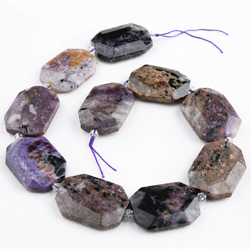 2 strands 25x30mm Natural Purple Charoite Faceted Nugget Loose Beads 16