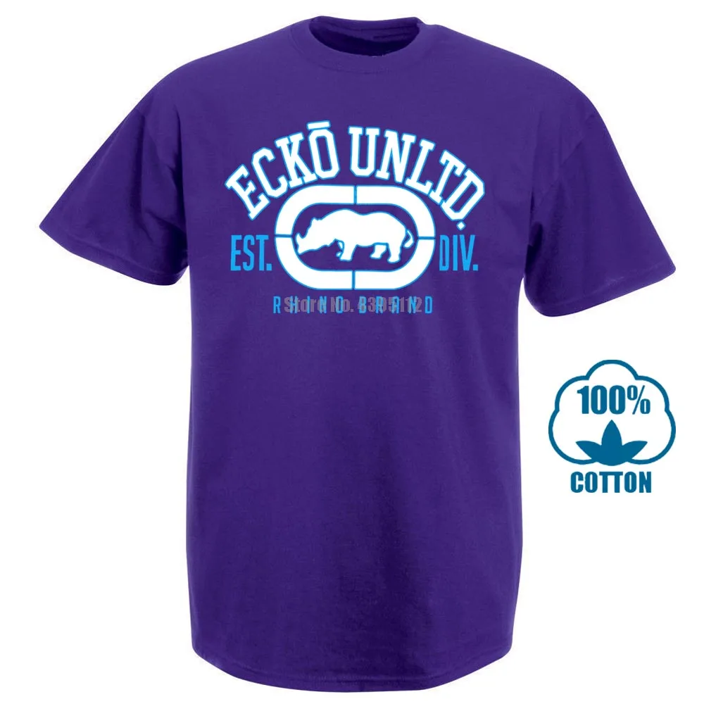 Ecko Unltd Мужская футболка с принтом носорога, топы, Мужская футболка, летняя хлопковая футболка с короткими рукавами, 010823 - Цвет: Фиолетовый