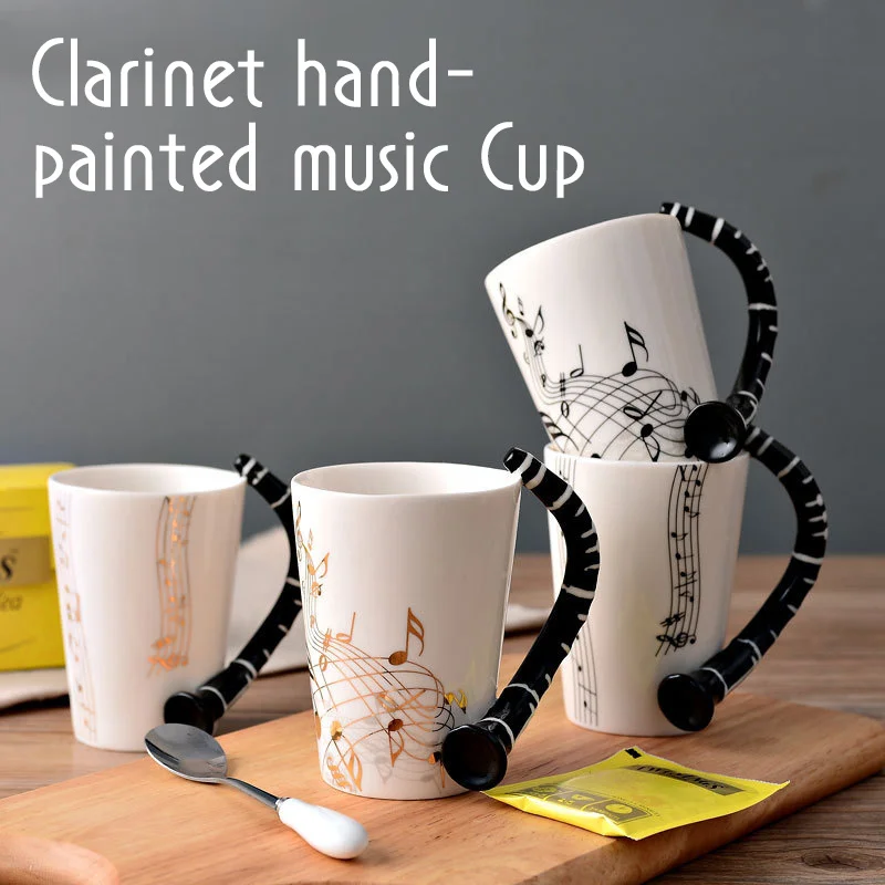 

New Original Ceramic Cup Clarinet Music Cup Creative Coffee Cup Breakfast Coffee Cup Customized Cup