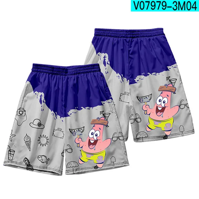 3D Anime Patrick Star Board Shorts Trunks Summer New Quick Dry Beach Swiming Shorts Men Hip Hop Short Pants Beach clothes casual shorts Casual Shorts