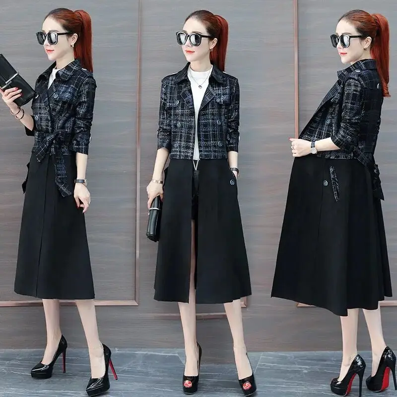 

Genuine Product 2018 Spring And Autumn Trending Korean-style Waist Hugging Skirt Plaid Suede Dignified Glorious Mid-length Trenc