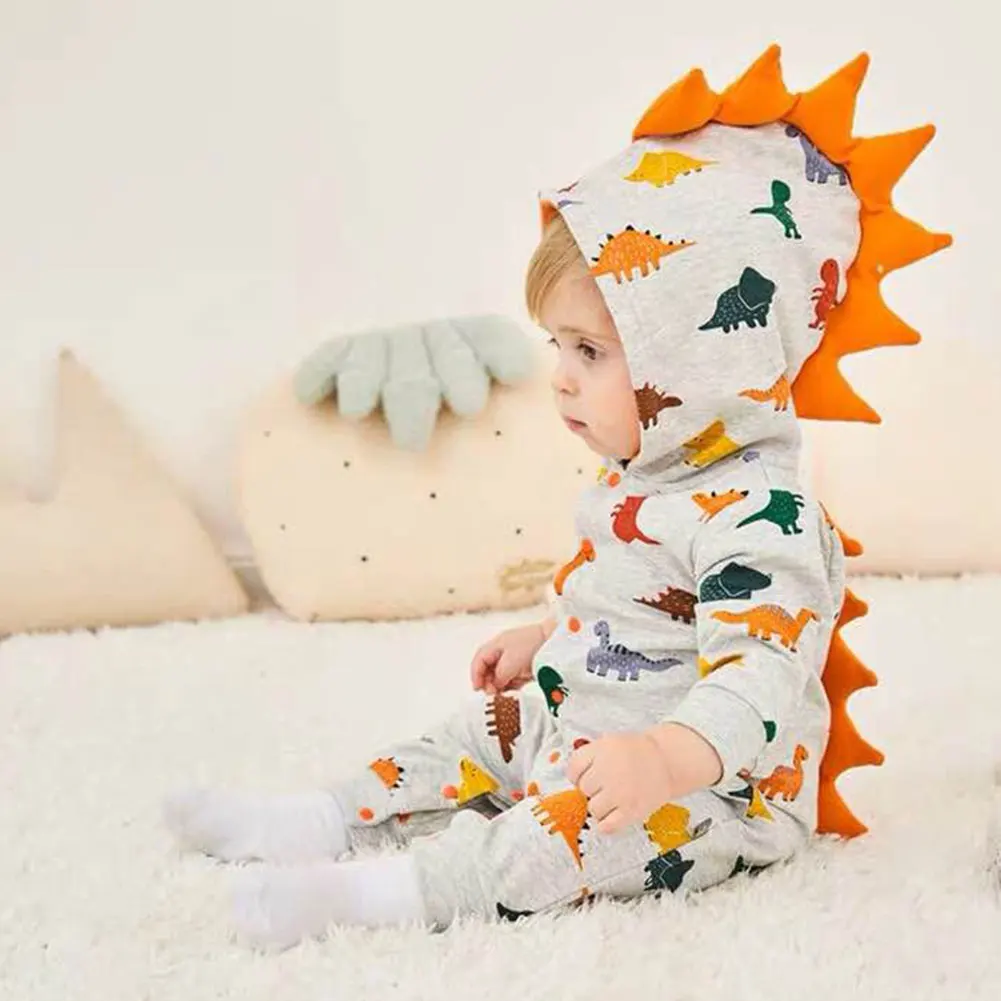 pudcoco Newborn Infant Baby boy romper Hooded 3D dinosaur costume baby Cotton christmas new years gift animal jumpsuits Kids