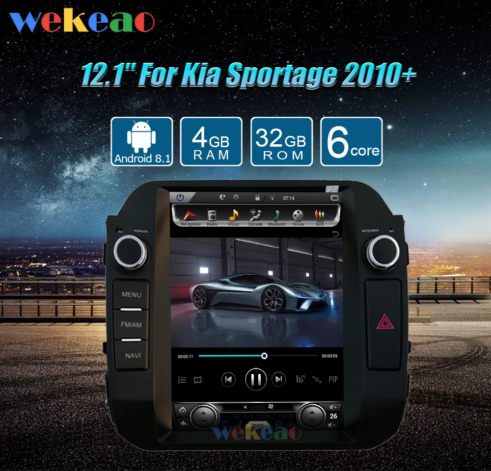 Wekeao вертикальный экран Tesla стиль 12,1 ''Android 8,1 автомобильный Dvd мультимедийный плеер для Kia Sportage радио Automotivo 2010