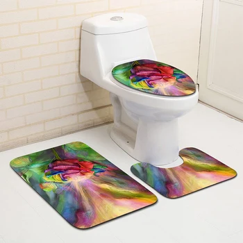 

3 Pcs/Set Toilet Non-Slip Carpet Mat Covers Bathroom Carpet Contour Mat 03#