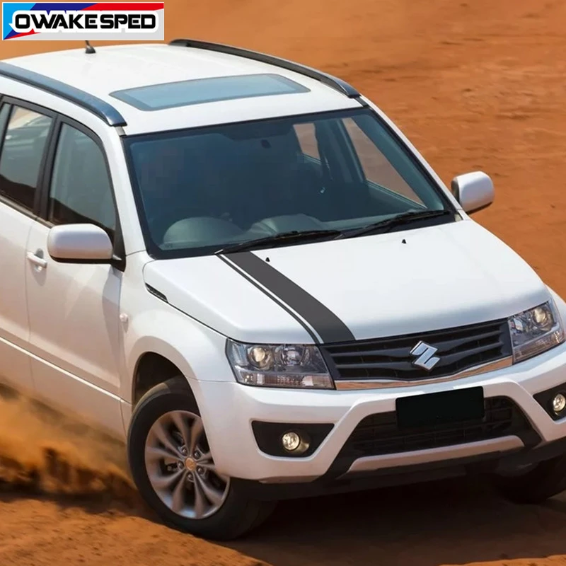 Car Styling Bonnet Racing Stripes For Suzuki Grand Vitara AT MT 4X4 OFF ROAD Vinyl Decals Auto Hood Engine Cover Decor Stickers  (4)