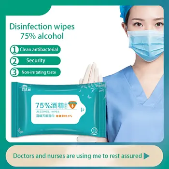 

10PCS/Pack Portable 75% Alcohol Wet Wipes Antiseptic Cleaning Sterilization Wipes Household Hand Cleaning Disinfection Wipes