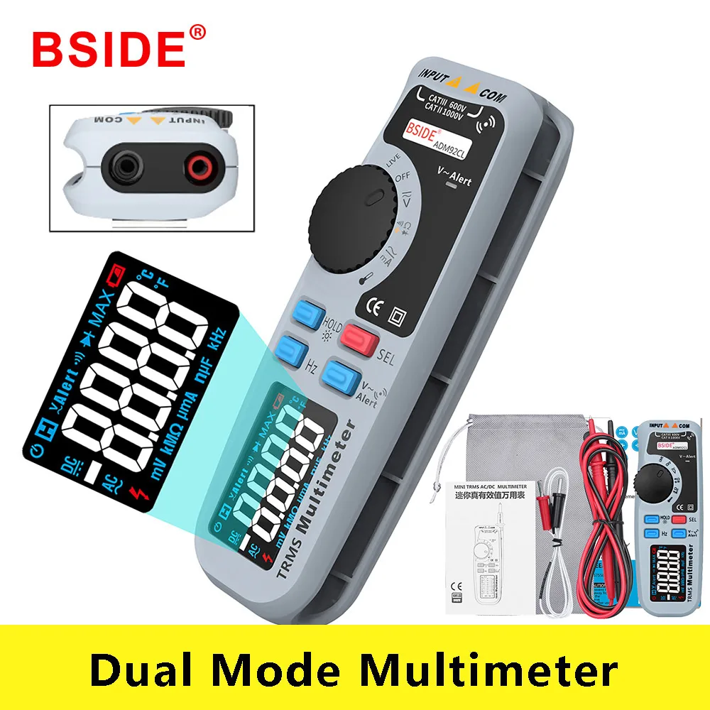 Мультиметр с двойным режимом вольтметр BSIDE ADM92CL цветной дисплей цифровой