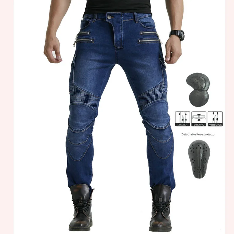 

2019 New LOONG BIKE Motorcycle Pants Men Moto Jeans Riding Off-road Trousers Motocross Pants Zipper Design With Protective Gear