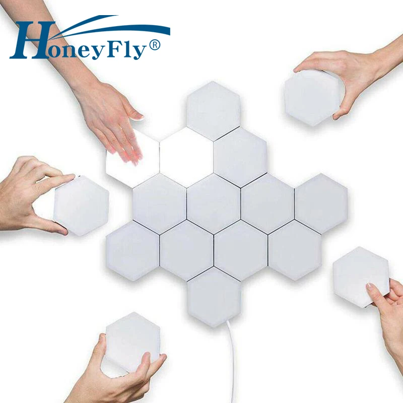 

HoneyFly DIY Stitching Touch IR Sensor Wall Light Hexagonal Honeycomb Quantum Light 110V-240V Decoration LED Wall Light