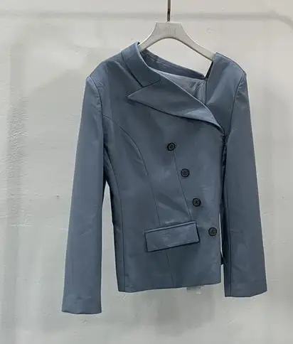 Light blue Getвесенний Женский блейзер нестандартного размера плюс, женские блейзеры, жакеты, ассиметричные винтажные Универсальные женские блейзеры, костюм, новая мода - Цвет: Light blue