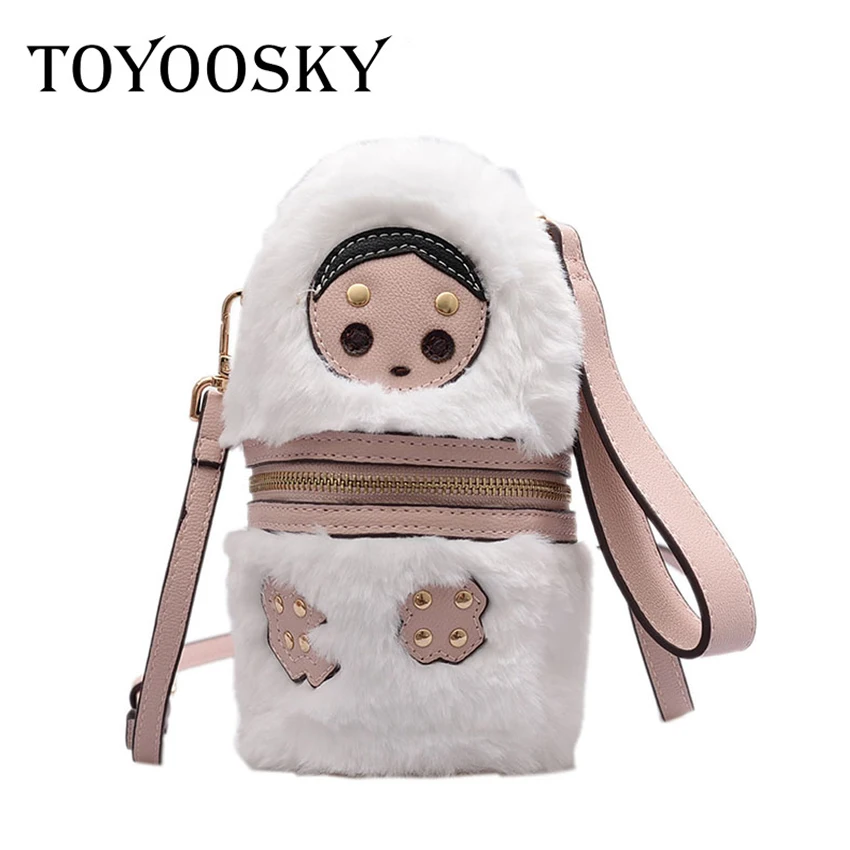 

TOYOOSKY Mini Bucket Bag For Women 2019 Winter Woolen Crossbody Bags Ladies Shoulder Bag Female Handbags Cup Shape Small Cluth