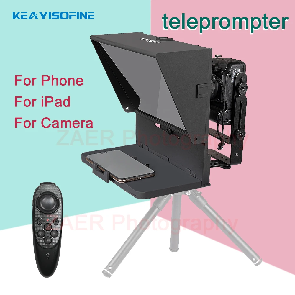 Q2 Portable Teleprompter for Tablet Phone DSLR Camera Teleprompter For Video Recording Live Broadcast With Remote Control