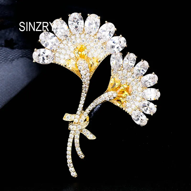 SINZRY Новинка 2019 элегантные ослепительные модные броши в виде листьев и цветов с