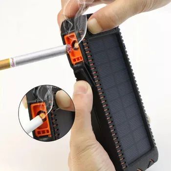

2020 Waterproof Solar Power Bank with Cigarette Lighter Mobile External Battery Portable Charger for iPhone Samsung Huawei Xiaom
