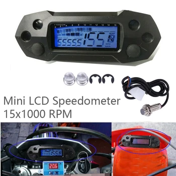 

Universal Motorcycle LCD Speeeter 15X1000 RPM Mini Digital Odemeter Adjustable Speed Meter with Sensor