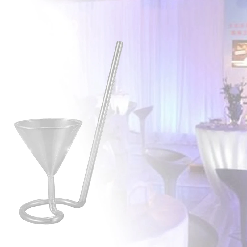 Fashion-Creative Screw Spiral Straw Molecular Cocktail Glass Bar Party Wine Glass Martini Champagne Glass Wine Glass Charm