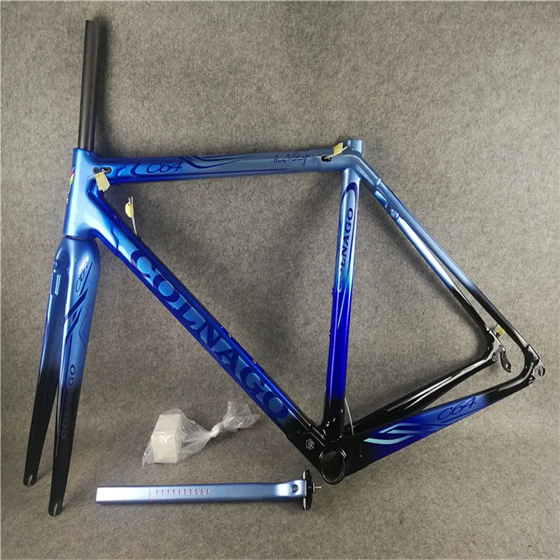 Colnago C64 художественный декор синий черный глянцевый карбоновый дорожный велосипед рама BDBL