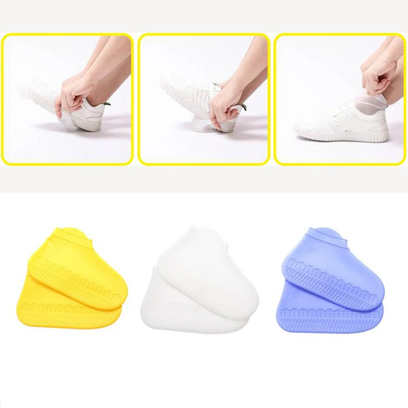 New Non-slip Reusable Shoe Covers Waterproof Silicone Rubber Boots Overshoes Unisex Solid Outdoor Camping Shoes Accessories