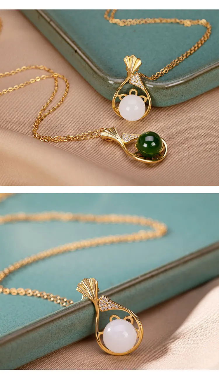 Подвески в виде листьев гинкго для женщин из натурального jade Jasper, ожерелья с драгоценными камнями+ цепочки, Настоящее серебро 925 пробы, хорошее ювелирное изделие P1014
