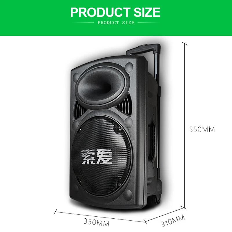 12 дюймов тележка Bluetooth Динамик 300W для дома и улицы Портативный супер большой Динамик DJ вечерние производительность сабвуфер Динамик T19