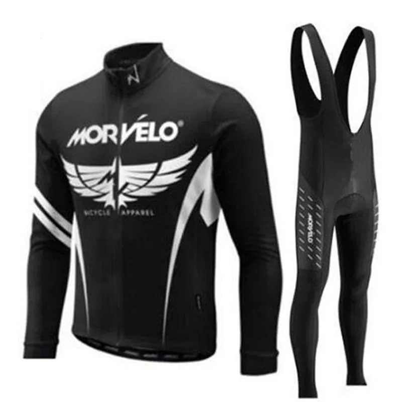 Мужская быстросохнущая велосипедная одежда Morvelo, весна-осень, с длинным рукавом, для велоспорта, Джерси, 9D, гелевая подкладка, велосипедные штаны, набор, Ropa Ciclismo - Цвет: 6